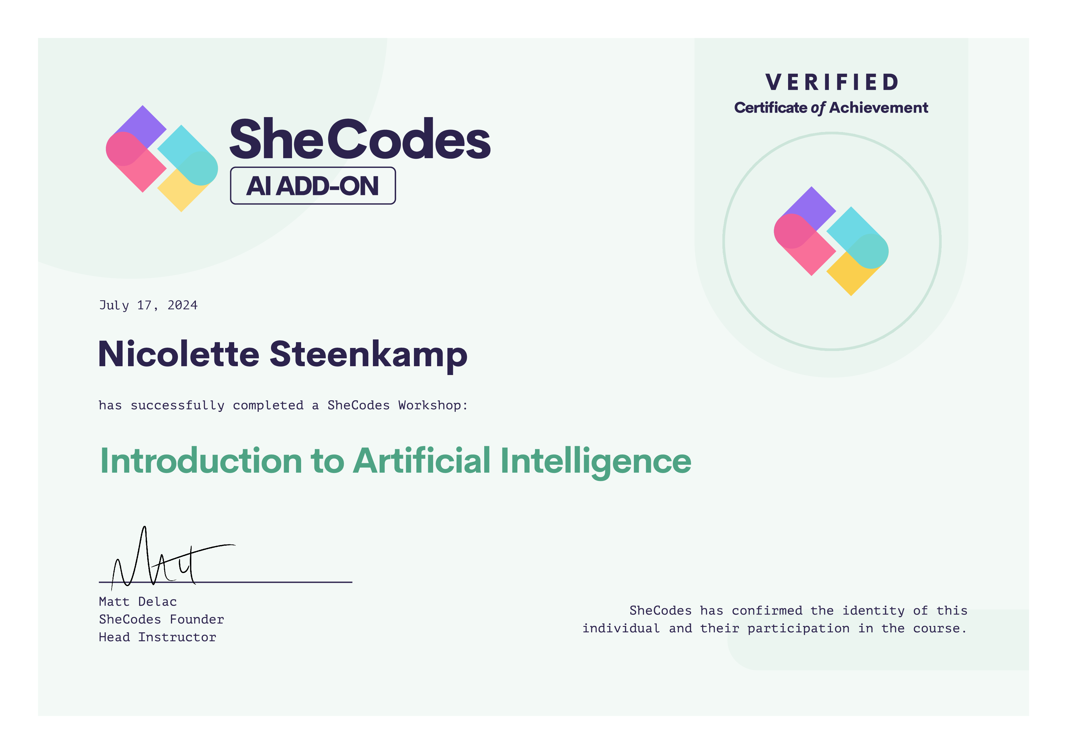 AI Development Certificate