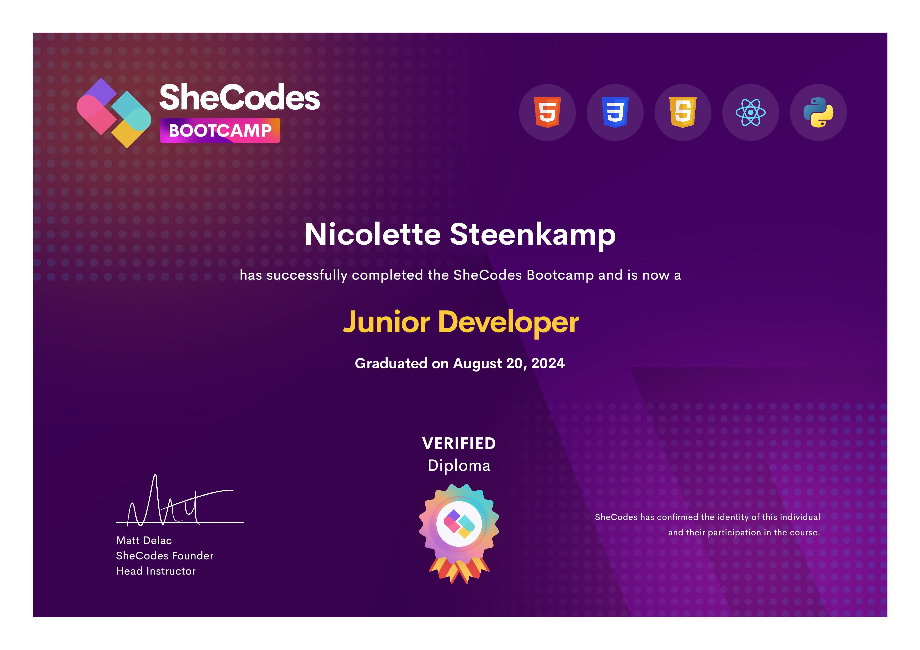 Junior Developer Certificate