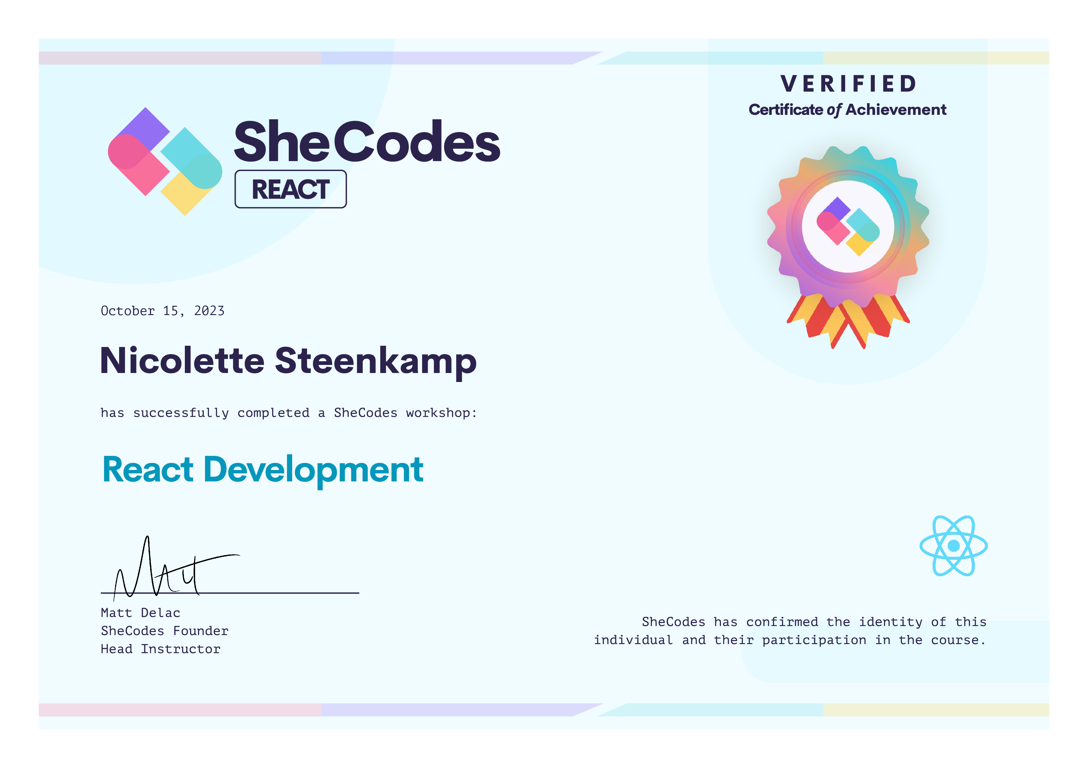 React Development Certificate