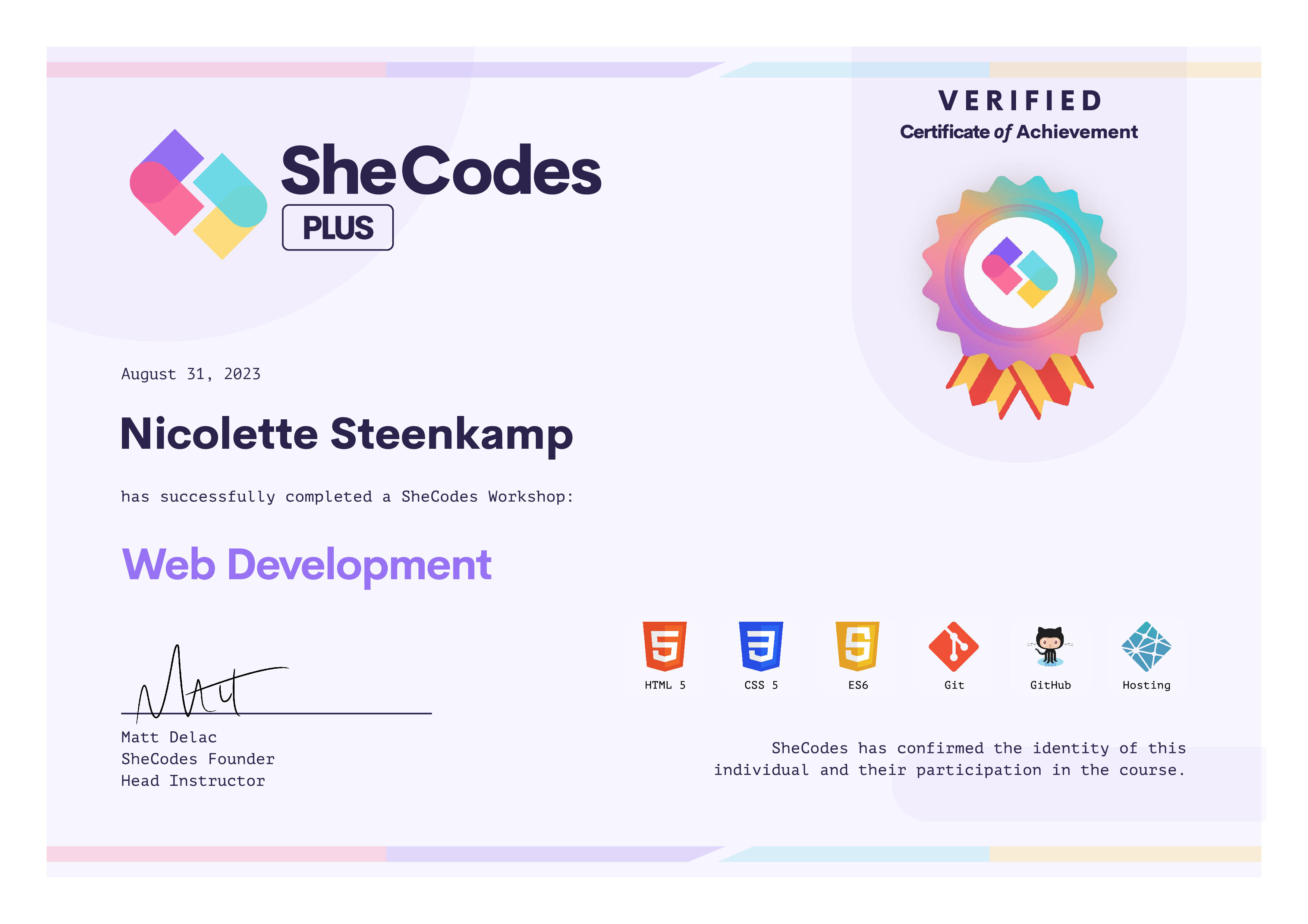 Web Developer Certificate